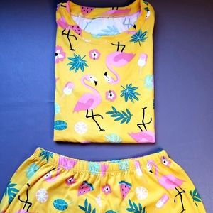FLAMINGO Pajamas set COTTON SPANDEX Terno YELLOW, women sleepwear